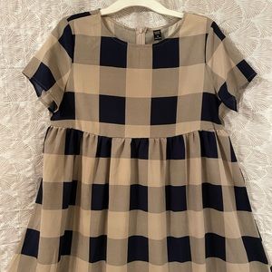 Emery Rose plaid dress- navy and tan. Great Fall Dress! Size M